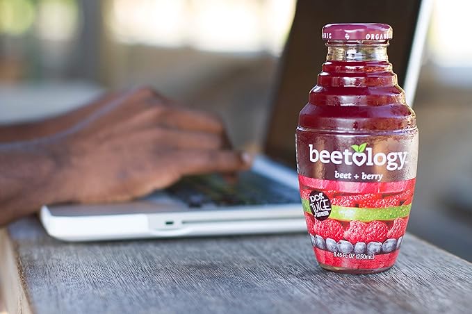 Beetology Organic Beet &amp Berry Juice 8.45oz (6 Pack) | 100% Cold Pressed | Heart Healthy | Nutrient Packed Vegetable Juice | Vibrant Flavor