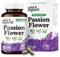 Wild &amp Organic Passion Flower Capsules 600 mg - Calming &amp Mood Support - Passionflower Extract Supplement - Passiflora Incarnata Herb - Vegan No Fillers Non-GMO - 90 Count