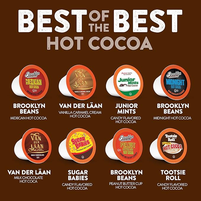 Best of The Best Pods Compatible With 2.0 Keurig K Cup Brewers Variety Sampler Assorted Cocoa 5 Cups Of Each Flavor Hot Chocolate 40 Count