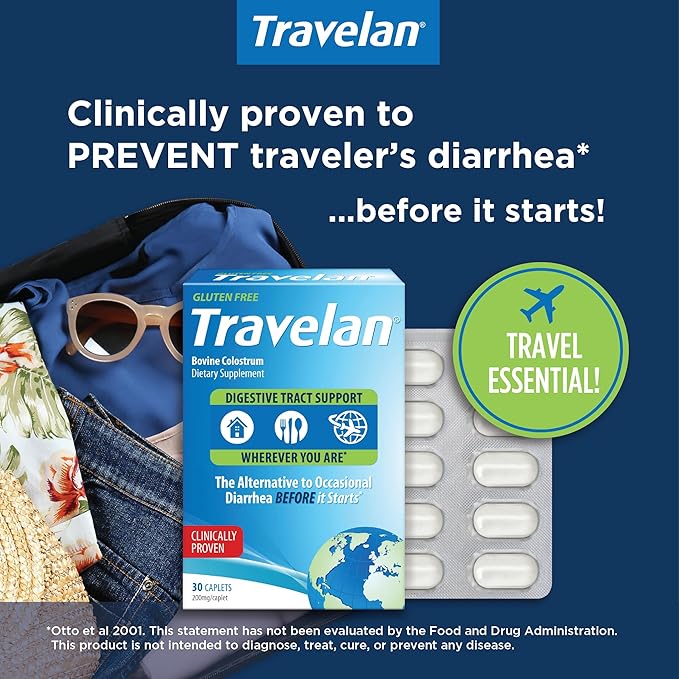 Anti Diarrhea Pills Help Prevent Traveler’s Diarrhea Before It Starts Clinically Proven Travel Essentials Drug-Free Colostrum Natural Digestive and Immune Support Supplement 30 Count