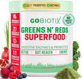 GOBIOTIX Super Greens Powder with Organic Spirulina - Superfood Supplement with Fruit Blend Probiotics and Enzymes for Digestive Health - Vegan Non-GMO - 30 Servings (Pomegranate Raspberry - 1 Pack)