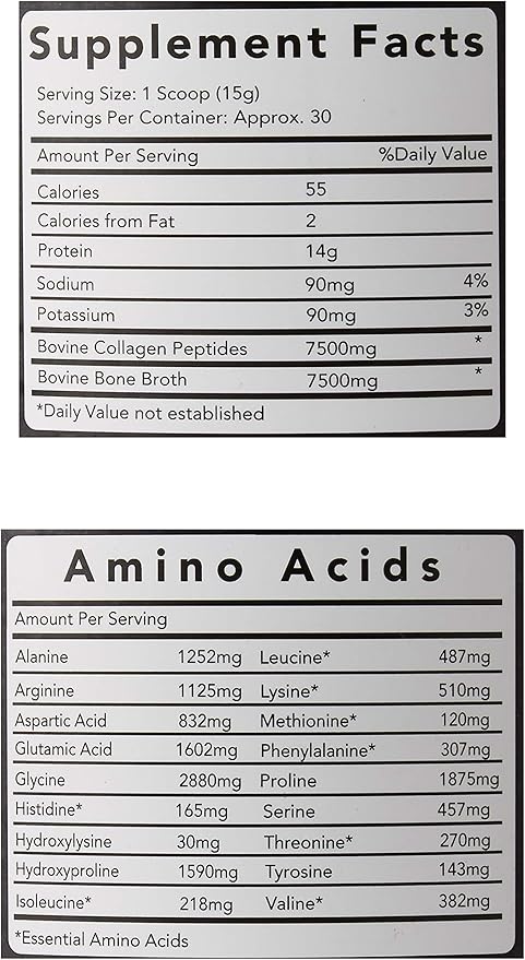 Premium Collagen Peptides Bone Broth Powder: Grass Fed Hydrolyzed Collagen Boost for Healthy Skin Nails Hair Joints Muscles Bones Digestion Keto Friendly Unflavored
