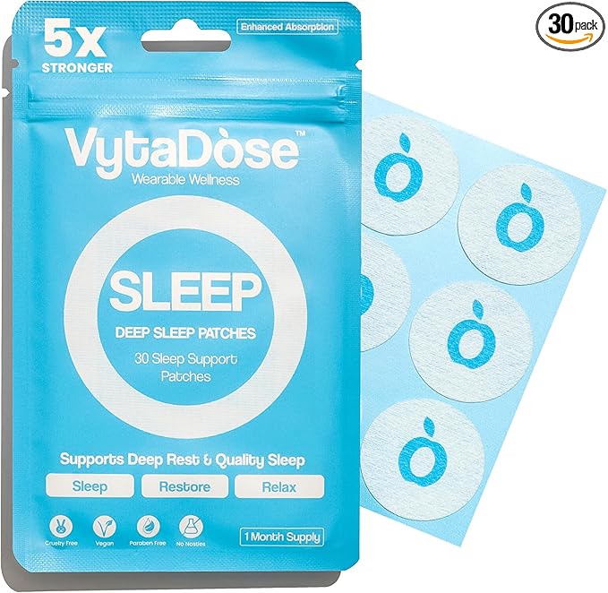 Natural Melatonin-Free Herbal Sleep Patches for Adults - No Added Hormones - 8-Hour Time-Release Formula - Ashwagandha Magnesium Passionflower Valerian Root Lemon Balm &amp Chamomile