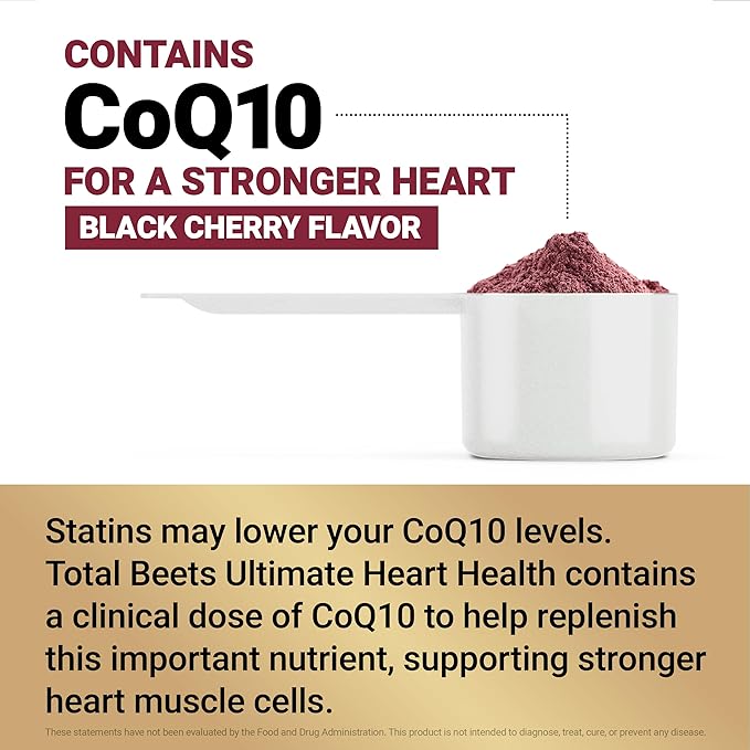 Force Factor Total Beets Ultimate Heart Health Blood Pressure Support with CoQ10 Beet Root Powder Grape Seed Extract Blood Pressure Supplement for Circulation Black Cherry 30 Servings