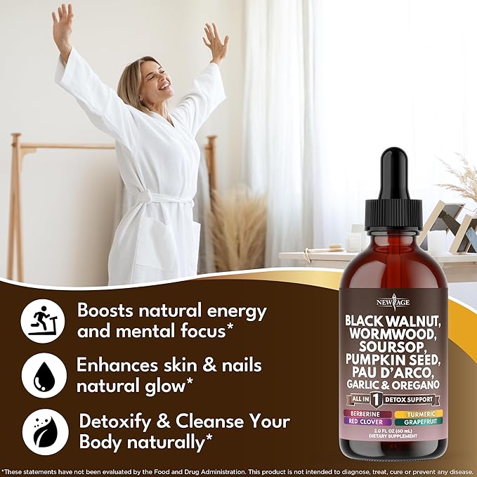 Black Walnut Wormwood Cleanse Drops - Liquid Soursop Garlic Pumpkin Seed PAU D'Arco Oil of Oregano Turmeric Berberine Neem Extract Hull Bark Tincture - - 4oz
