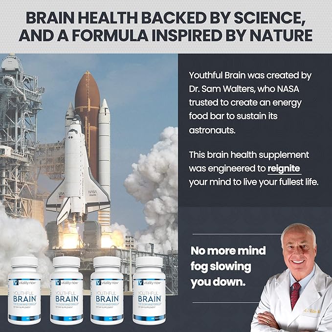 Youthful Brain 2 Bottle Bundle - Memory &amp Brain Health Support Supplement - Brain Booster Clarity with Bacopa Monnieri Ginkgo Biloba B12-60-Day Supply (120 Count)