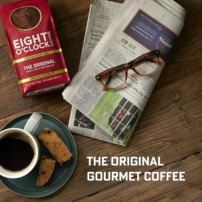 Eight O'Clock Coffee 50% Decaf Medium Roast Ground Half-Caf Coffee 100% Arabica Kosher Certified 11.5 Ounce (Pack of 6)
