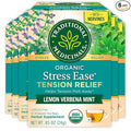 Traditional Medicinals Organic Stress Ease Tension Relief Tea Lemon Verbena Mint 96 Count (Pack of 6)