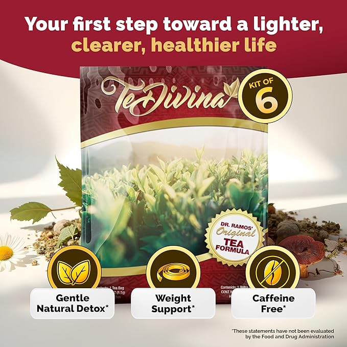 TeDivina Tea 12 Botanical Blend for Colon Cleanse and Body Support Original Flavor 0.3oz Pack of 6 by Vida Divina - Wellness Drink