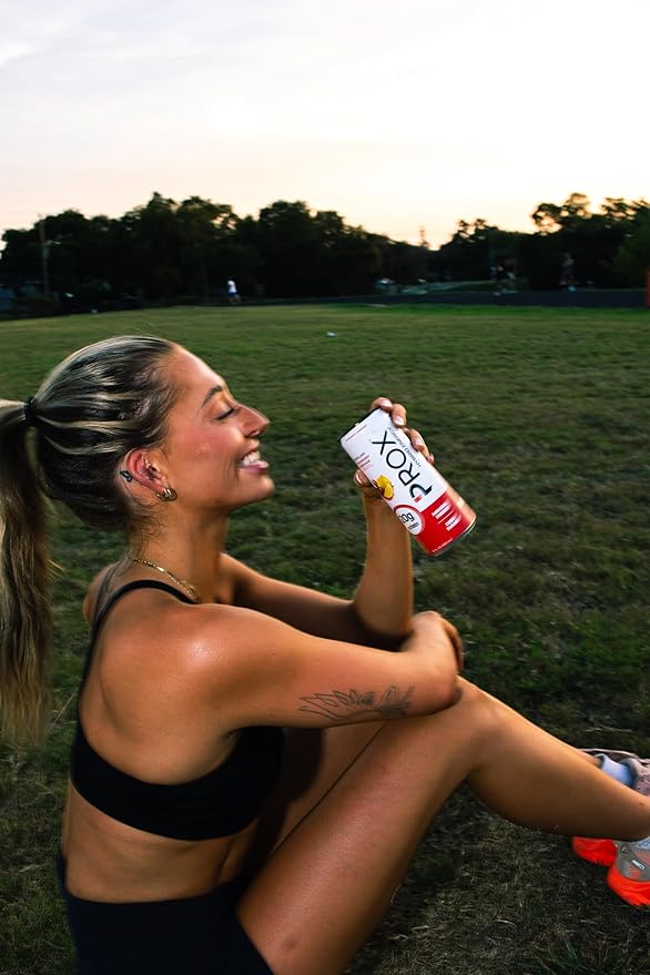 PROX Hybrid Energy Drink with 20g Protein Zero Sugar 200mg Natural Caffeine 90 Calories 12 Pack (Strawberry Lemonade)