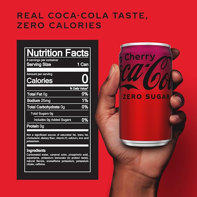 Coca-Cola Cherry Zero 7.5 Fl oz (Pack Of 6)
