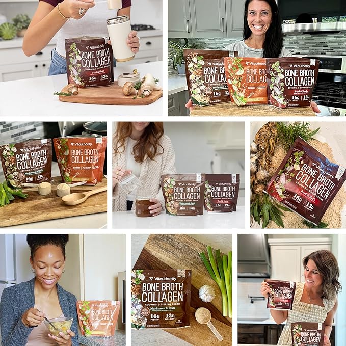 Bone Broth Collagen Powder 16g Collagen Protein per Serving Supports Joints Skin Nails &amp Gut Health Made from Real Beef Bone Broth Savory Collagen for Hot Water Soups &amp Stews Beef Flavored 15
