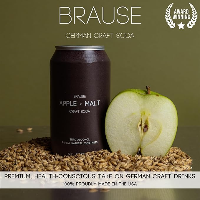Brause Apple x Malt Craft Soda – German Premium Craft Drink Award Finalist Non-Alcoholic Purely Natural Sweetness Refreshing &amp Bold: Crisp Apple Toasty Malt Subtle Sweetness Health-Consciou