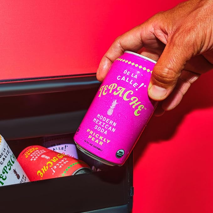 De La Calle Tepache - Cactus Prickly Pear - Modern Mexican Soda - Craft Fermented Pineapple Sparkling Beverage - Certified Organic Antioxidant Rich Non-Alcoholic Healthy Soda Low Sugar Low Calori