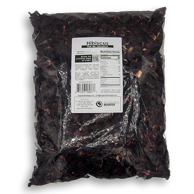 6 lbs Hibiscus Flowers - Flor de Jamaica Bag Dried Hibiscus Flowers - Ideal for Juices infusions and flower teas - My Global Bodega Flor de Jamaica Bulk 96 oz