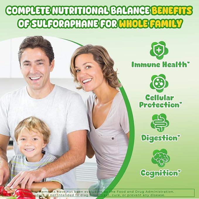 Liposomal Sulforaphane Gummies from Organic Broccoli Sprouts with Superfood Beta Glucans Myrosinase White Mustard For Kids 4+ &amp Adults Immune Cell Health Antioxidants Vegan Sugar Free 120c