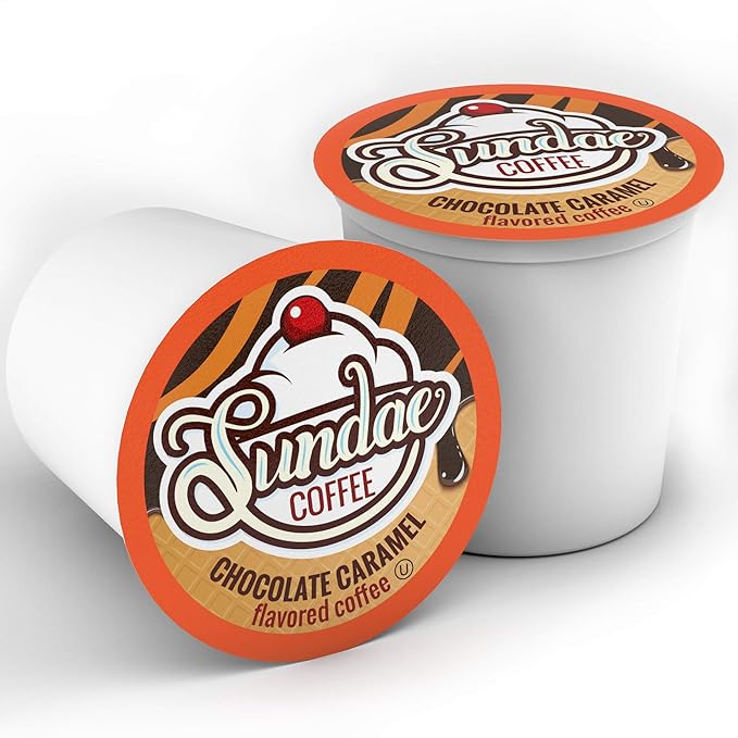 Sundae Ice Cream Flavored Coffee Pods Compatible with 2.0 Keurig K-Cup Brewer (Chocolate Caramel) 48 Count