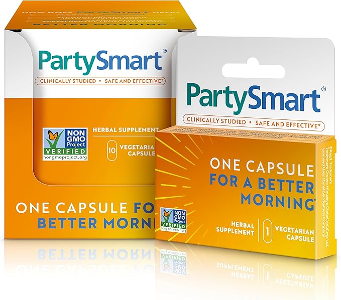Himalaya PartySmart 10 Individual Capsules - Alcohol Breakdown Liver Support for a Better Morning After Drinking - Plant Based Vegan Non-GMO Gluten Free Clinically Studied