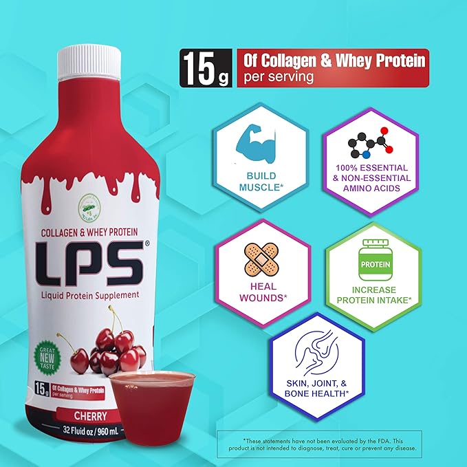 Nutritional Designs LPS Liquid Collagen &amp Whey Protein Supplement - Non-GMO Drink Sugar-Free - Promotes Healthy Skin &amp Hair for Men &amp Women Peach Mango Single Serve (50 Packets)