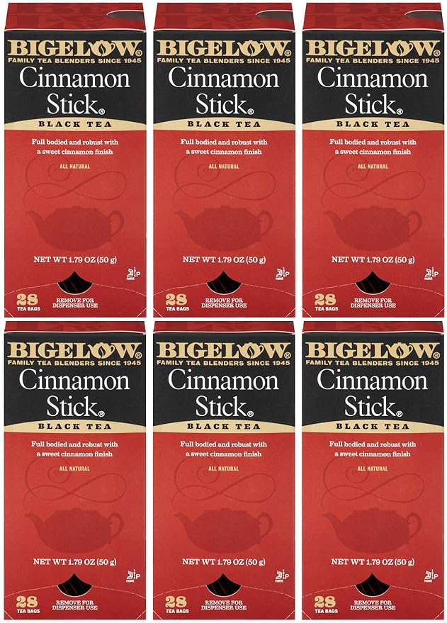 Bigelow Cinnamon Stick Black Tea Bags 28-Count Boxes (Pack of 6) Cinnamon Flavored Black Tea Naturally &amp Artificially Flavored