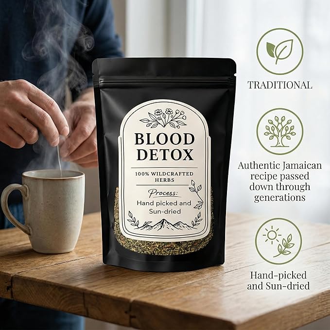 Blood Detox Tea with Lotus Flower Flagweed Cinnamon Yushu and More All Natural Herbal Formula Handmade Releasebody and Mind Adjust BodyCaffeine-Free Loose Leaf Blend 170 g (1)