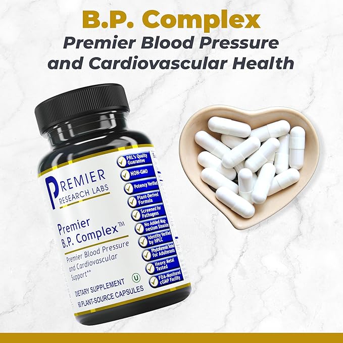 Premier Research Labs Premier BP Complex - Heart Health Supplements BP Formula Garlic Allicin Supplement Natural Herbal BP Support Pills with Reishi &amp Cayenne Pepper - 60 Vegetarian Capsules