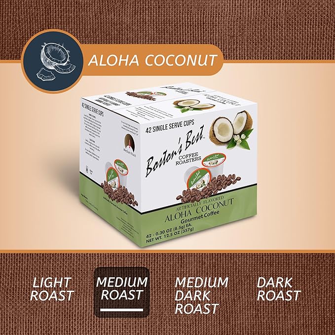 Boston’s Best - Aloha Coconut Flavored Delicious Gourmet Coffee Compatible with Keurig Coffee Maker 1 Count (42 Single Serve Cups)