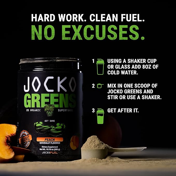 Jocko Fuel Daily Greens Powder - Premium Organic Greens Superfood Powder for Gut Health Digestion Bloating Immune Support with Spirulina Chlorella Digestive Enzymes &amp Probiotics - 30 Serving