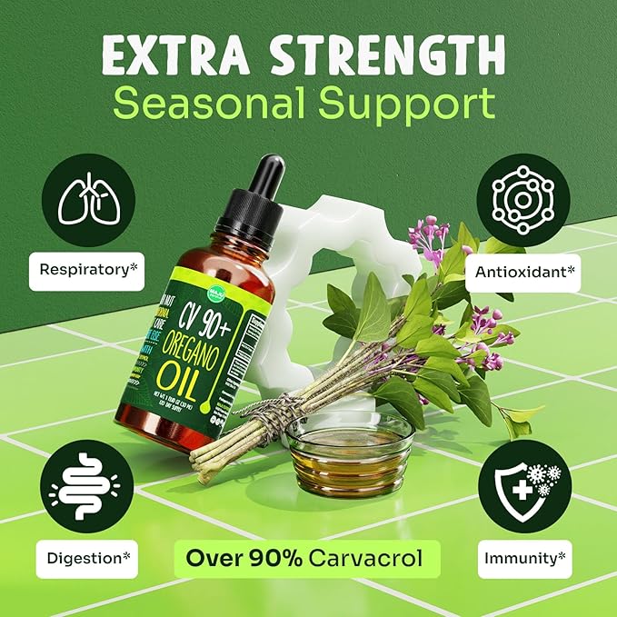 Maju Superfoods Oregano Oil Drops Potent 90%+ Carvacrol (1 fl Oz) Wild Mediterranean Essential Oil of Oregano Liquid Aceite de Oregano Immune and Seasonal Support (Pack of 2)