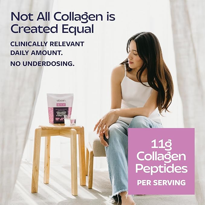 Hydrolyzed Collagen Peptides Powder Packets with Biotin &amp Vitamin C 11g Collagen Per Serving Stick Grass-Fed Bovine Type 1 and 3 Per Serving (Unflavored) (20 Servings)
