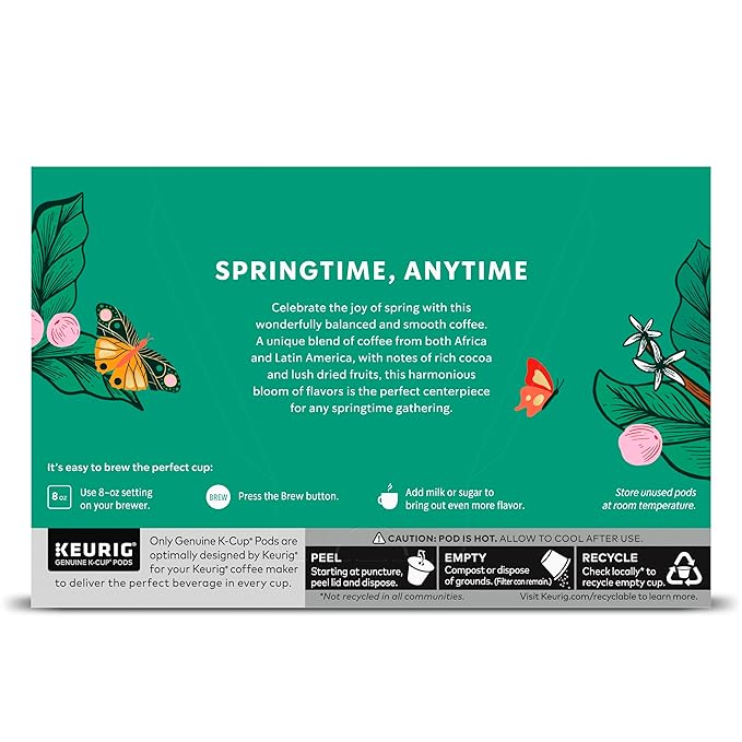 Starbucks K-Cup Coffee Pods Medium Roast Coffee Spring Day Blend For Keurig Coffee Makers 100% Arabica Limited Edition 1 Box (10 Pods)