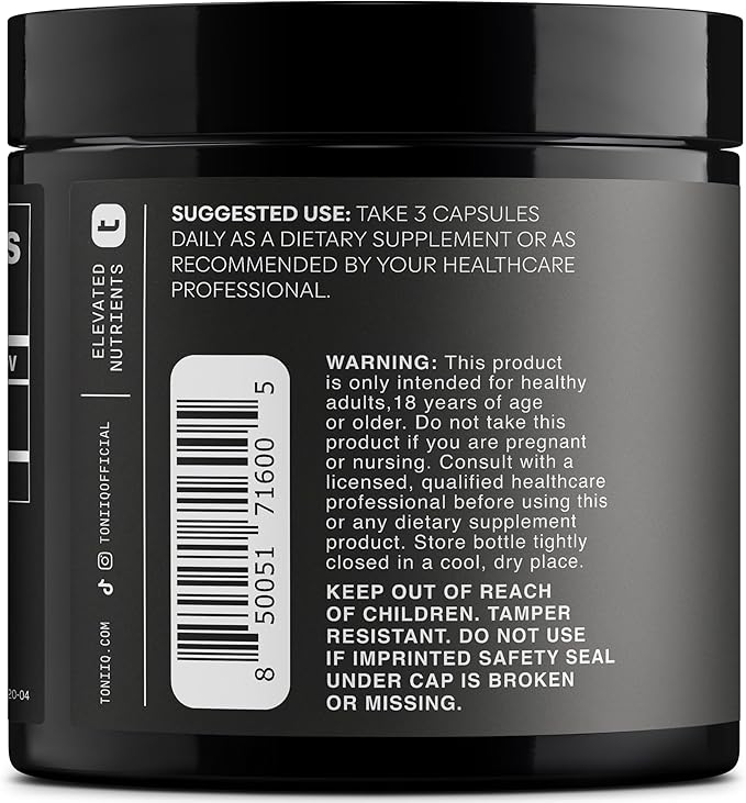 Toniiq Black Maca Root - Ultra High Potency 20:1 Extract - Single Origin Wildcrafted &amp Highly Concentrated - Third-Party Lab Tested - 120 Capsules