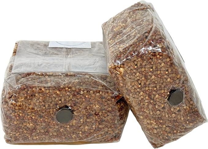 Premium 5-Grain Mushroom Spawn Bags | Sterilized Grain Spawn | Injection Ports | 2 Quarts Each Bag | 2 Bags per Box
