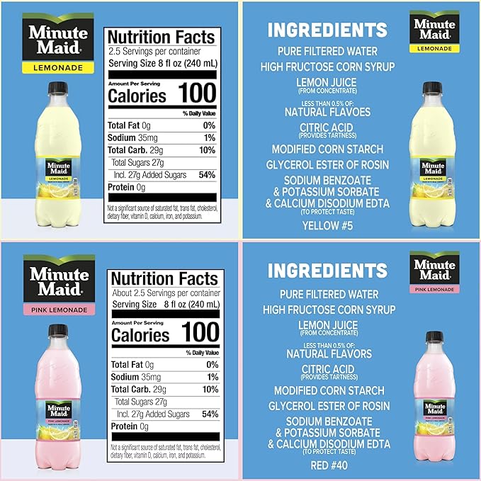 Minute Maid Fruit Punch 5 Flavors Variety Pack Lemonade And Fruit Drinks 20 Oz (Pack of 10)