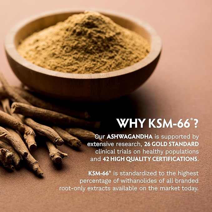 TRIBE ORGANICS Ashwagandha KSM 66 Pure Organic Root Powder Extract Ayurvedic Supplement - Focus Mood Support Increase Energy Strength 600mg of Natural KSM66 for Superior Absorption - 120 Capsules