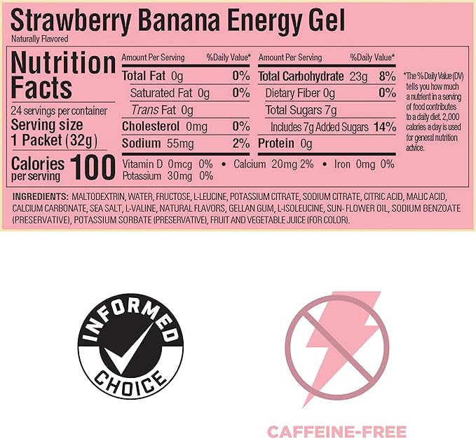 GU Energy Original Sports Nutrition Energy Gel Strawberry Banana 24 Count Box