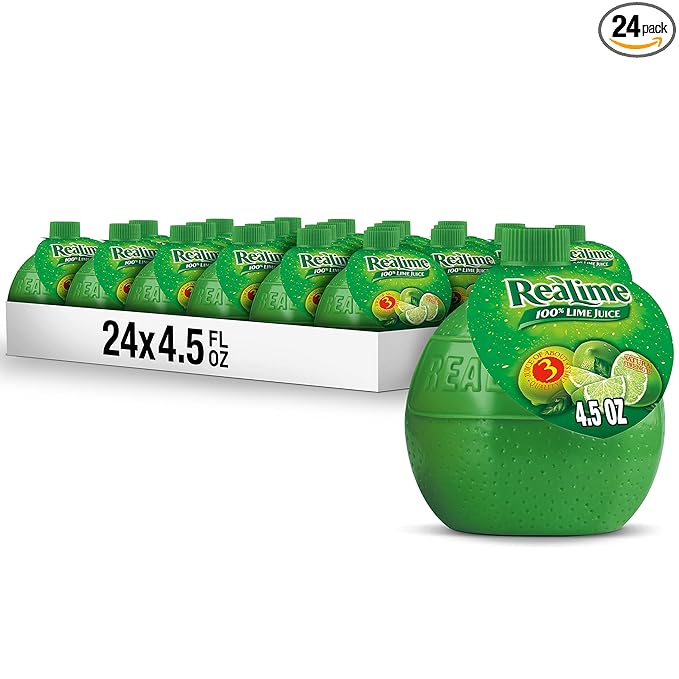 ReaLime 100% Lime Juice 4.5 fl oz bottle (Pack of 24) Made with Lime Juice from Concentrate Gluten-Free Sodium Free Perfect Mixer to add to Cocktails and Marinades
