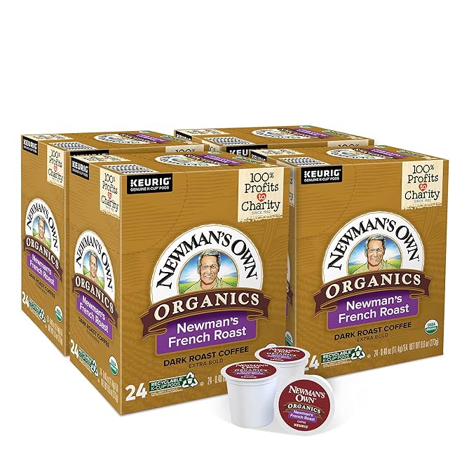 Newman's Own Organics French Roast Single-Serve Keurig K-Cup Pods Dark Roast Coffee 96 Count