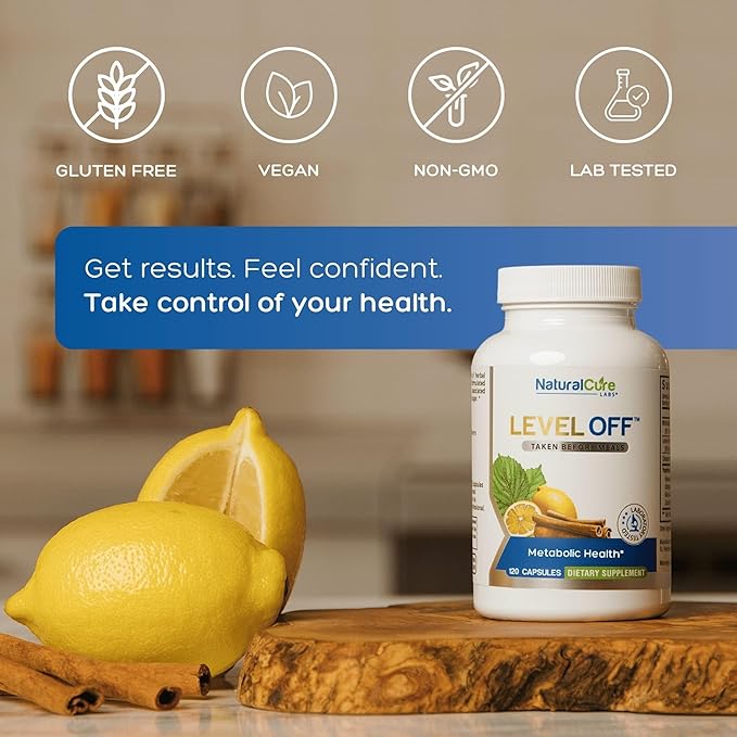 Natural Cure Labs Level Off Anti Spike Formula Glucose Supplement – Capsules for Metabolic Health Helps Moderate Glucose Spikes Vegan Non-GMO Gluten Free (120 Count (Pack of 1))