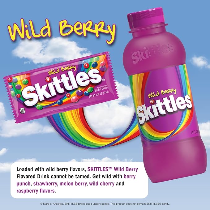 SKITTLES™ Flavored Drink | Non-Carbonated Drinks with Fruity Flavors | 12-14 Fl oz. (Variety 6 Pack)