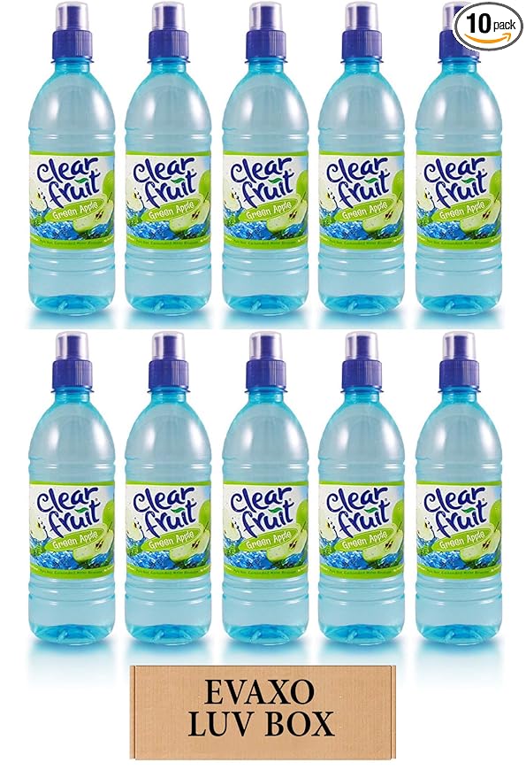 LUV BOX - Clear Fruit Green Apple Water Sport 16.9 Oz BottlesPack of 10 by evaxo