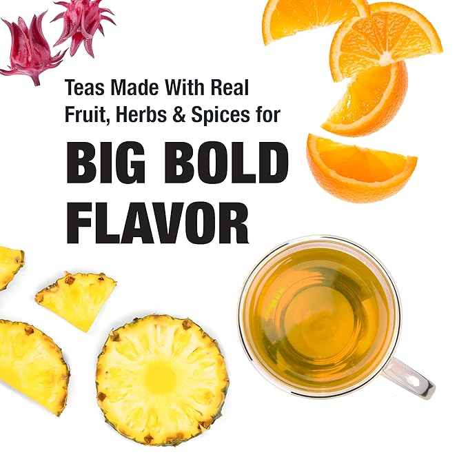 Tiesta Tea - Maui Mango Herbal Tea and Brewbasket Infuser Bundle Mango Pineapple Herbal Tea Non-Caffeinated Fruit Blend 5oz Reusable Stainless Steel Strainer
