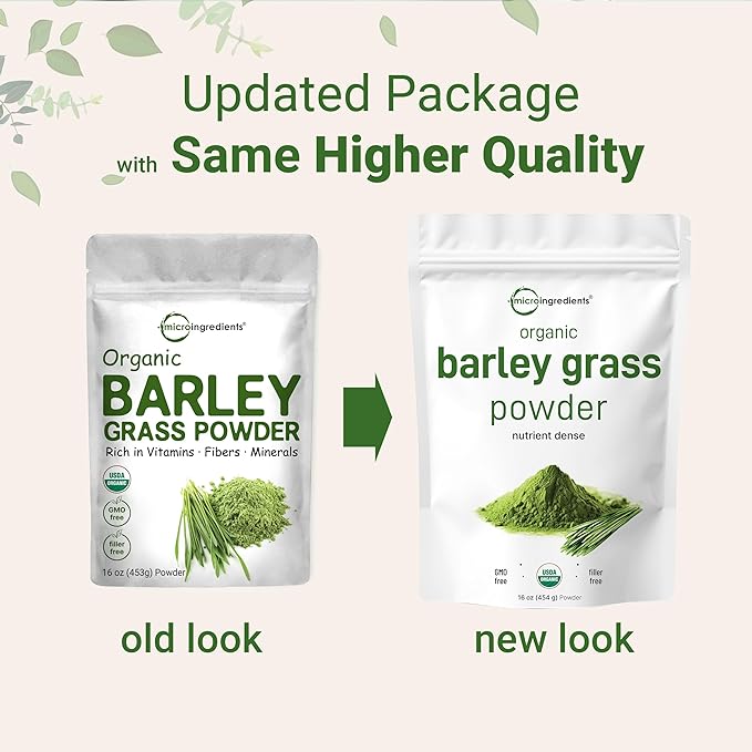 Organic Barley Grass Powder 16 Ounces | US Grown | Rich in Vitamins Minerals Fibers &amp Antioxidants | Superfood Greens Mix for Immune Health and Digestion Support | Non-GMO