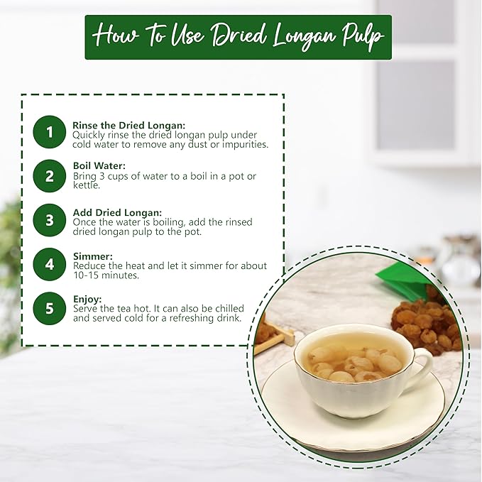NPG Dried Longan Pulp 16 Oz Meat Fruit Gui Yuan Lung Gan No Additives Edible Perfect for Teas Snacks Desserts Cooking Premium Quality Dragon Eye