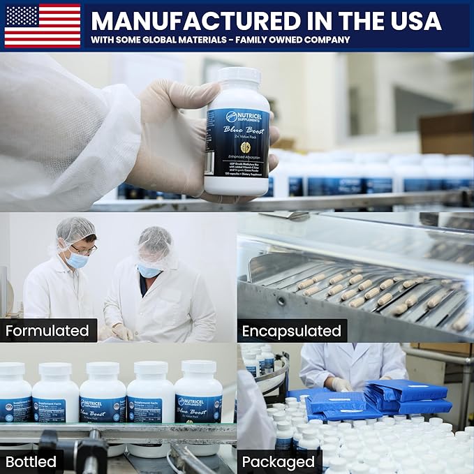 Methylene Blue Capsules with Mushroom Extracts: Lion's Mane Reishi Cordyceps Chaga Shiitake Turkey Tail - Trusted Made in America - 7mg (USP Grade) (60ct)