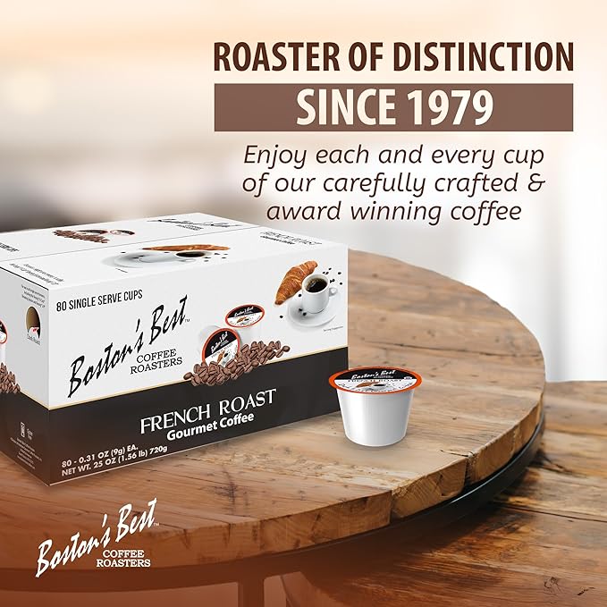 Boston’s Best - Rich &amp Bold French Roast Gourmet Delectable Dark Roast Coffee Compatible with Keurig Coffee Maker - 1 Count (80 Single Serve Cups)