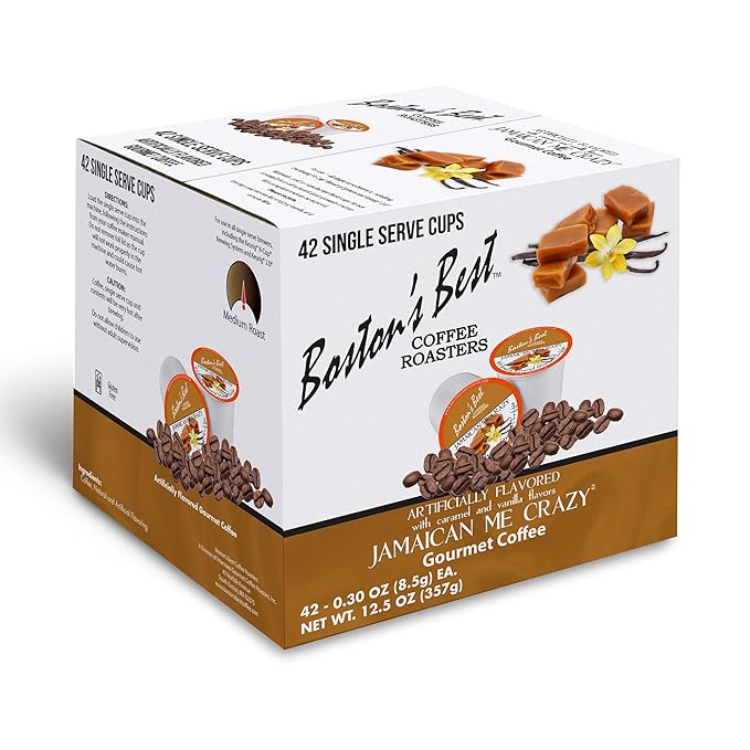 Boston’s Best - Jamaican Me Crazy Flavored Coffee Delicious Gourmet Compatible with Keurig Coffee Maker 1 Count (42 Single Serve Cups)