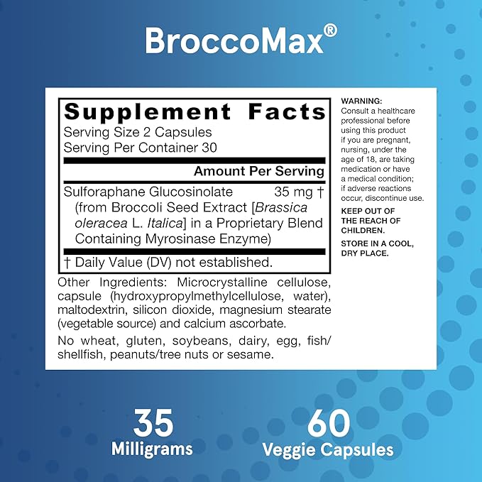 Jarrow Formulas BroccoMax Sulforaphane Generator 35 mg Sulforaphane Glucosinolate &amp Myrosinase Broccoli Seed Supplement for Liver Health Support 60 Delayed Release Veggie Capsules 30 Day Suppl