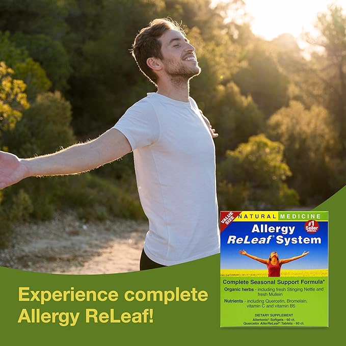 Herbs Etc. Allergy ReLeaf System - Seasonal Discomfort Supplement - Provides Seasonal Support for Sneezing &amp Itchy Eyes - Supports Sinus Function - 60 Softgels (60 Servings) 60 Tablets (60 Servin
