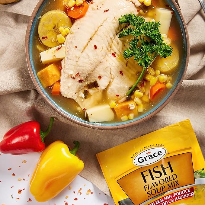 Grace Variety Pack of Flavored Soup 12 Pack - Chicken Fish Cock and Pumpkin Jamaican Flavored Mixes
